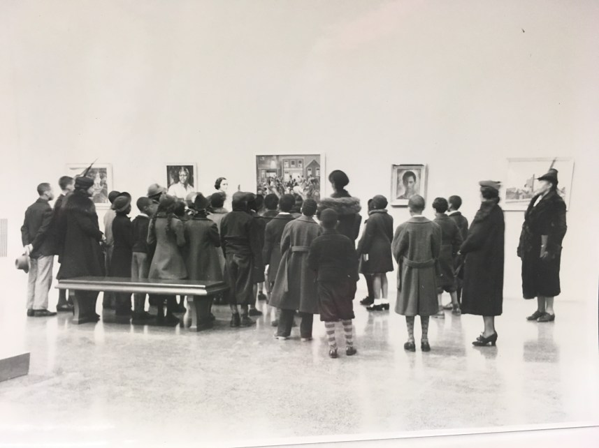 A student group visits the Baltimore Museum of Art on the occasion of its 1939 exhibit Contemporary Negro Art.